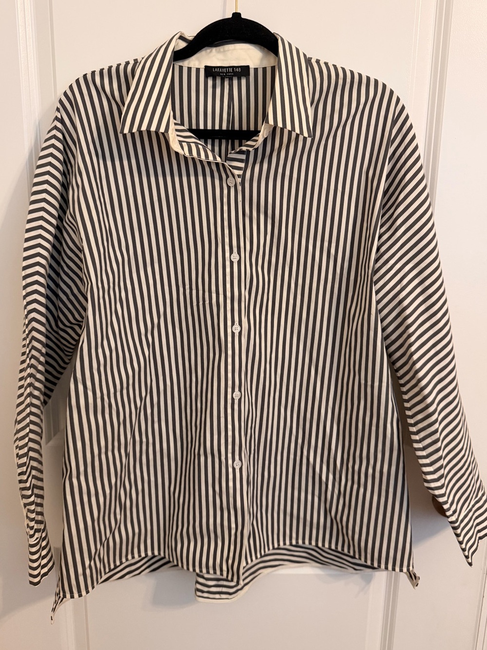 Lafayette 148 Striped Button Up Shirt Large